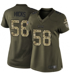 Women's Nike Philadelphia Eagles #58 Jordan Hicks Elite Green Salute to Service NFL Jersey