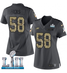 Women's Nike Philadelphia Eagles #58 Jordan Hicks Limited Black 2016 Salute to Service Super Bowl LII NFL Jersey