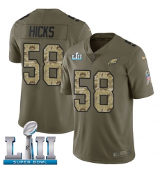 Youth Nike Philadelphia Eagles #58 Jordan Hicks Limited Olive/Camo 2017 Salute to Service Super Bowl LII NFL Jersey