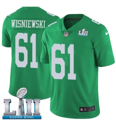 Youth Nike Philadelphia Eagles #61 Stefen Wisniewski Limited Green Rush Vapor Untouchable Super Bowl LII NFL Jersey