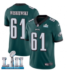 Youth Nike Philadelphia Eagles #61 Stefen Wisniewski Midnight Green Team Color Vapor Untouchable Limited Player Super Bowl LII NFL Jersey