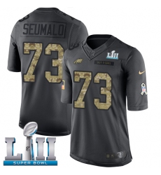 Youth Nike Philadelphia Eagles #73 Isaac Seumalo Limited Black 2016 Salute to Service Super Bowl LII NFL Jersey