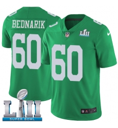 Men's Nike Philadelphia Eagles #60 Chuck Bednarik Limited Green Rush Vapor Untouchable Super Bowl LII NFL Jersey