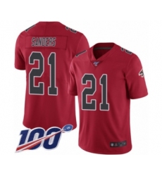 Men's Atlanta Falcons #21 Deion Sanders Limited Red Rush Vapor Untouchable 100th Season Football Jersey