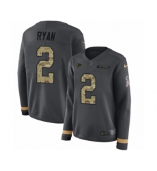 Women's Nike Atlanta Falcons #2 Matt Ryan Limited Black Salute to Service Therma Long Sleeve NFL Jersey