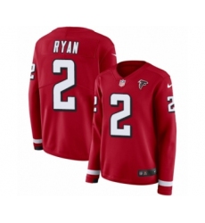 Women's Nike Atlanta Falcons #2 Matt Ryan Limited Red Therma Long Sleeve NFL Jersey