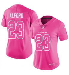 Women's Nike Atlanta Falcons #23 Robert Alford Limited Pink Rush Fashion NFL Jersey