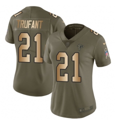 Women's Nike Atlanta Falcons #21 Desmond Trufant Limited Olive/Gold 2017 Salute to Service NFL Jersey