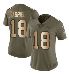 Women's Nike Atlanta Falcons #18 Taylor Gabriel Limited Olive/Gold 2017 Salute to Service NFL Jersey