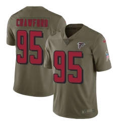 Youth Nike Atlanta Falcons #95 Jack Crawford Limited Olive 2017 Salute to Service NFL Jersey