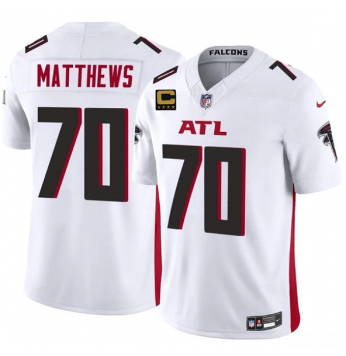 Men's Atlanta Falcons #70 Jake Matthews White 2025 F.U.S.E With 4-Star C Vapor Untouchable Limited Football Stitched Jersey