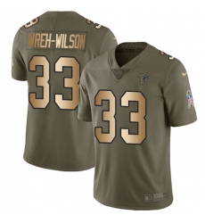 Youth Nike Atlanta Falcons #33 Blidi Wreh-Wilson Limited Olive/Gold 2017 Salute to Service NFL Jersey