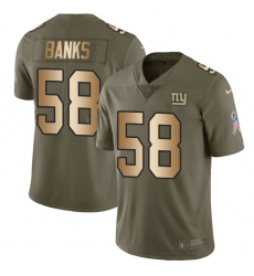 Men's Nike New York Giants #58 Carl Banks Limited Olive/Gold 2017 Salute to Service NFL Jersey