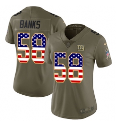 Women's Nike New York Giants #58 Carl Banks Limited Olive/USA Flag 2017 Salute to Service NFL Jersey
