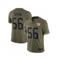 Men's New York Giants #56 Lawrence Taylor 2022 Olive Salute To Service Limited Stitched Jersey