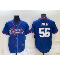 Men's New York Giants #56 Lawrence Taylor Blue Stitched MLB Cool Base Nike Baseball Jersey