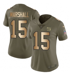Women's Nike New York Giants #15 Brandon Marshall Limited Olive/Gold 2017 Salute to Service NFL Jersey