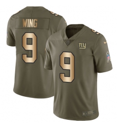 Youth Nike New York Giants #9 Brad Wing Limited Olive/Gold 2017 Salute to Service NFL Jersey
