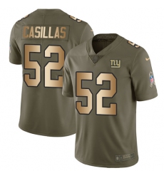 Men's Nike New York Giants #52 Jonathan Casillas Limited Olive/Gold 2017 Salute to Service NFL Jersey
