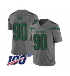 Youth New York Jets #90 Dennis Byrd Limited Gray Inverted Legend 100th Season Football Jersey