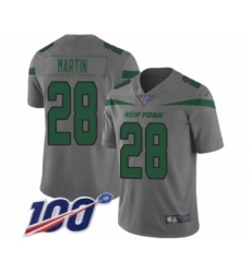 Youth New York Jets #28 Curtis Martin Limited Gray Inverted Legend 100th Season Football Jersey