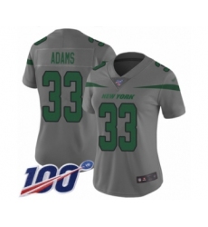 Women's New York Jets #33 Jamal Adams Limited Gray Inverted Legend 100th Season Football Jersey