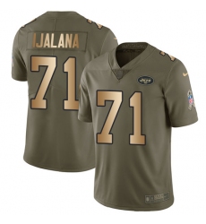 Men's Nike New York Jets #71 Ben Ijalana Limited Olive/Gold 2017 Salute to Service NFL Jersey