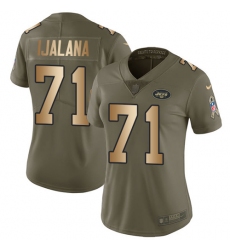 Women's Nike New York Jets #71 Ben Ijalana Limited Olive/Gold 2017 Salute to Service NFL Jersey