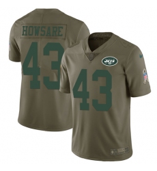 Men's Nike New York Jets #43 Julian Howsare Limited Olive 2017 Salute to Service NFL Jersey