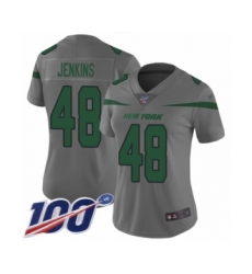 Women's New York Jets #48 Jordan Jenkins Limited Gray Inverted Legend 100th Season Football Jersey