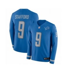 Men's Nike Detroit Lions #9 Matthew Stafford Limited Blue Therma Long Sleeve NFL Jersey