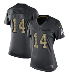Women's Nike Detroit Lions #14 Jake Rudock Limited Black 2016 Salute to Service NFL Jersey