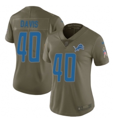 Women's Nike Detroit Lions #40 Jarrad Davis Limited Olive 2017 Salute to Service NFL Jersey