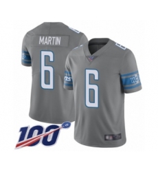 Youth Detroit Lions #6 Sam Martin Limited Steel Rush Vapor Untouchable 100th Season Football Jersey