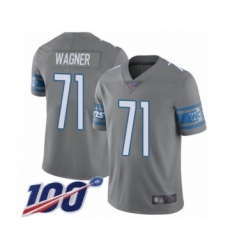 Men's Detroit Lions #71 Ricky Wagner Limited Steel Rush Vapor Untouchable 100th Season Football Jersey