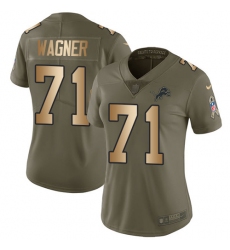Women's Nike Detroit Lions #71 Ricky Wagner Limited Olive/Gold Salute to Service NFL Jersey