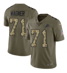Youth Nike Detroit Lions #71 Ricky Wagner Limited Olive/Camo Salute to Service NFL Jersey