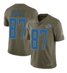 Men's Nike Detroit Lions #87 Darren Fells Limited Olive 2017 Salute to Service NFL Jersey