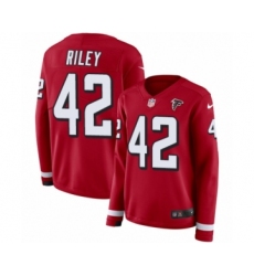 Women's Nike Atlanta Falcons #42 Duke Riley Limited Red Therma Long Sleeve NFL Jersey