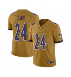 Youth Baltimore Ravens #24 Brandon Carr Limited Gold Inverted Legend Football Jersey