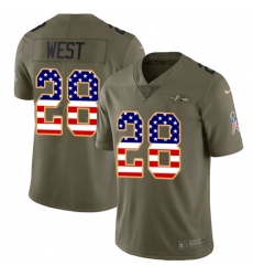 Men's Nike Baltimore Ravens #28 Terrance West Limited Olive/USA Flag Salute to Service NFL Jersey