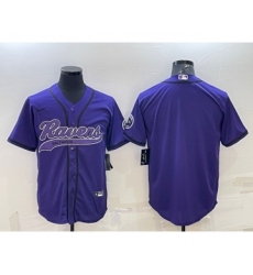 Men's Baltimore Ravens Blank Purple With Patch Cool Base Stitched Baseball Jersey