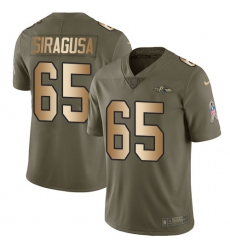 Men's Nike Baltimore Ravens #65 Nico Siragusa Limited Olive/Gold Salute to Service NFL Jersey