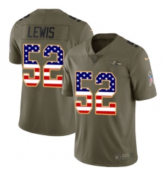 Men's Nike Baltimore Ravens #52 Ray Lewis Limited Olive/USA Flag Salute to Service NFL Jersey