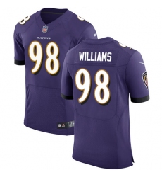 Men's Nike Baltimore Ravens #98 Brandon Williams Elite Purple Team Color NFL Jersey