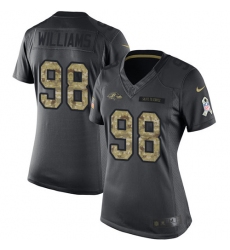 Women's Nike Baltimore Ravens #98 Brandon Williams Limited Black 2016 Salute to Service NFL Jersey