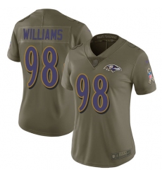 Women's Nike Baltimore Ravens #98 Brandon Williams Limited Olive 2017 Salute to Service NFL Jersey
