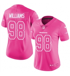 Women's Nike Baltimore Ravens #98 Brandon Williams Limited Pink Rush Fashion NFL Jersey