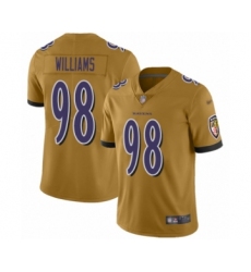 Youth Baltimore Ravens #98 Brandon Williams Limited Gold Inverted Legend Football Jersey