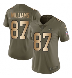 Women's Nike Baltimore Ravens #87 Maxx Williams Limited Olive/Gold Salute to Service NFL Jersey
